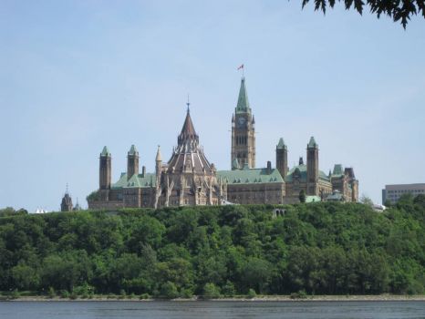 Canadian Parliament looking from Quebec