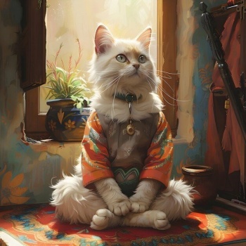 Solve Cat Meditating and Practicing Mindfulness jigsaw puzzle online ...