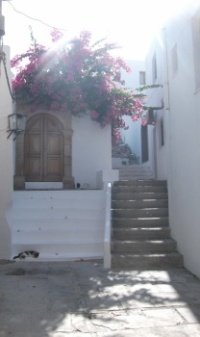 Cat taking a nap in the back streets of Lindos, Rhodes