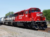 Canadian Pacific 5020, a SD30C-ECO, leads a manifest train through Chesterton, Indiana.