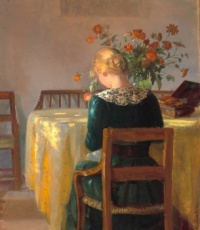 Anna Ancher—Interior with a young girl at her needlework, 1901.