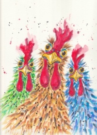 "Chicken Girls " original watercolour painting
