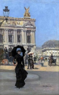 Jean Béraud (1849-1935) - ÉLÉGANTE DEVANT L’OPÉRA