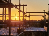 Sunset through the scaffolding 2