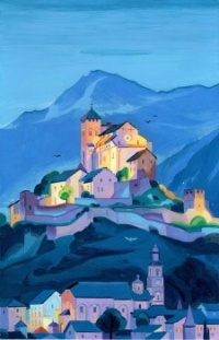 "Nightfall in Sion, Switzerland" by Angela CC Pan