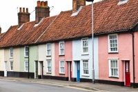 Row of coloured houses, Diss, Norfolk, UK