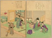 Life in Meiji Era - Getting up early in the Morning. Abacus