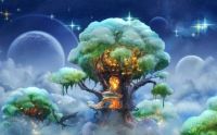 Fantasy Forest Tree Houses Wallpaper