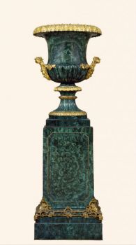 Russian Malachite urn and pedastal ca 1830