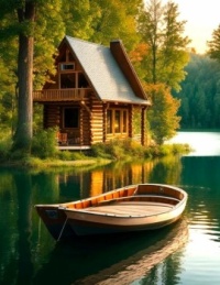 Cabin by the Water -- With a Boat.....