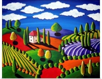 Colorful Tuscan Landscape by Renie Britenbucher