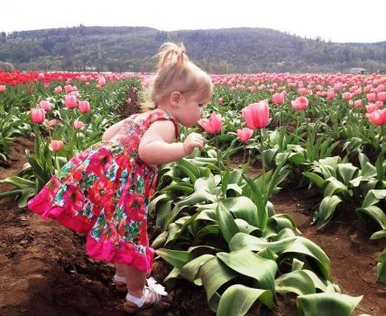 CUTE BABY GIRL WITH THE FLOWERS