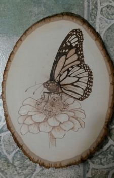 Woodburned butterfly