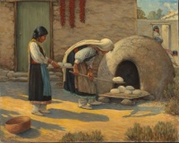 Carl Moon, Women Baking Bread, ca. 1937-1943, oil on canvas,