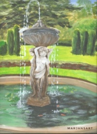 "Fountain in the Garden" original acrylic painting