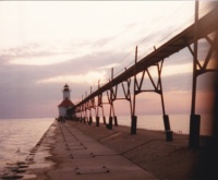 USA 1985 (4 of 8)  St. Joseph Lighthouse* (Michigan) sun is setting