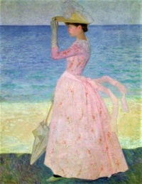 Lady with a Parasol on the Beach, 1890 ~  Aristide Maillol (French,  1861-1944)