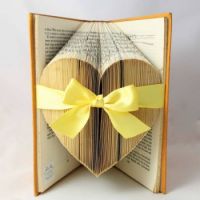Folded book page valentine art