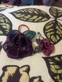 hair accessories purle rose hair tie magenta clip