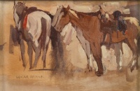 Edgar Payne (American, 1883–1947), Study of Saddled Horses