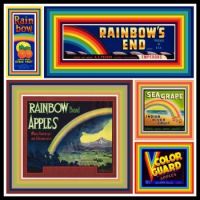 Vintage Fruit Crate Labels Depicting Rainbows