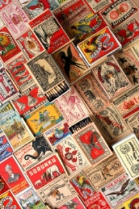 Matchbox and match labels, 100 years ago