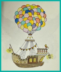 Self-colored drawings. Zelf gekleurde tekeningen.