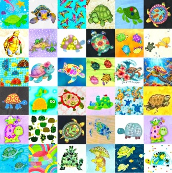 Solve PATCHWORK TURTLES jigsaw puzzle online with 361 pieces