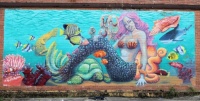 Mermaid Mural on Building Beaumont, TX