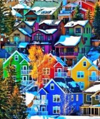 Colorful Houses --  Park City, Utah....