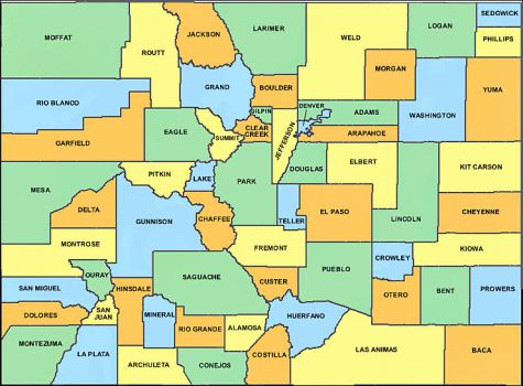 Solve Colorado-county-map jigsaw puzzle online with 108 pieces