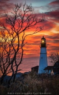 Lighthouse at Sunset by Greg Kretschmar