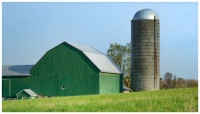 green barn and silo