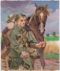 Wojciech Kossak (Polish, 1856–1942), A Soldier with a Horse (1919)