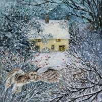 Seasonal Art - Winter Birds - Owl & Snowy Cottage (9 - 196 Pieces)