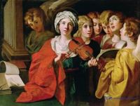 St. Cecilia with a Choir (oil on canvas) Domenichino (Domenico Zampieri) (1581-1641)