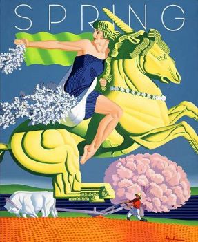 Solve Art Deco - Spring poster jigsaw puzzle online with 56 pieces