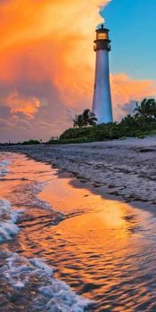 Key Biscayne Beach and Lighthouse -- Florida...