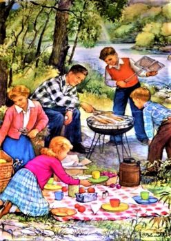 Solve Vintage Family Picnic Jigsaw Puzzle Online With 450 Pieces   L