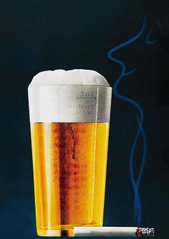 Beer and Cigarette Vintage Poster