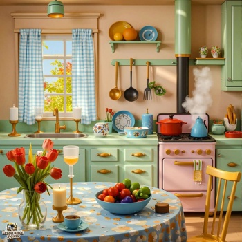Solve Vintage Kitchen jigsaw puzzle online with 196 pieces