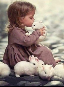 Sweet child and bunnies