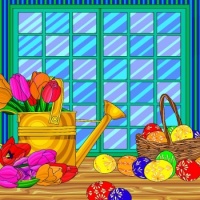 Colored Eggs and Tulips