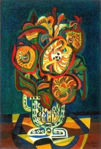 Josef Scharl (German, 1896 -1954) -Tigerblumen in Vase, 1947.  / Resize from 12 to 408 pieces.