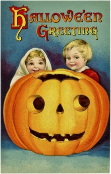 Solve Vintage-Halloween-Pumpkin-Kids (resize 12 to 425 pieces) jigsaw ...