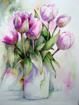 Tulips Pink Vase of