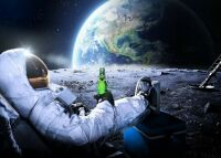 Astronaut on the Moon with beer