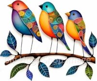 3 Colorful Birds * +