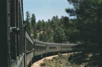 Looking to back of the train to the Grand Canyon  