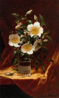 Cherokee Roses in a Glass by Martin Johnson Heade
